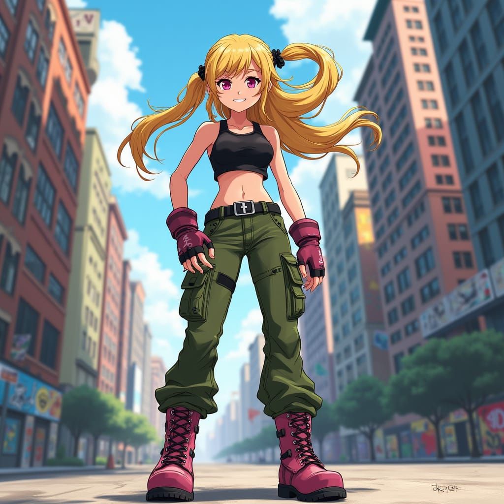 Blonde Heroine Embodies Urban Courage in Digital Art