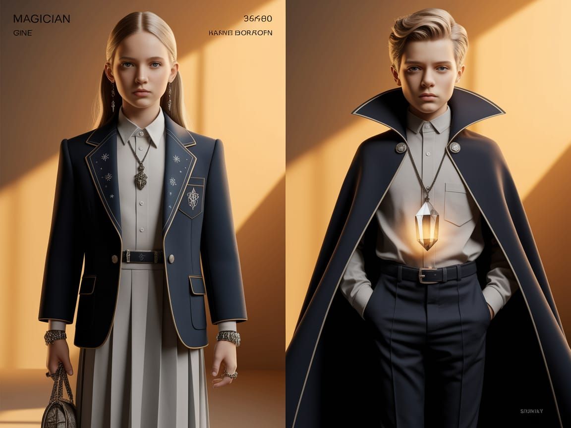 Magician Archetype School Uniform Fashion Illustration