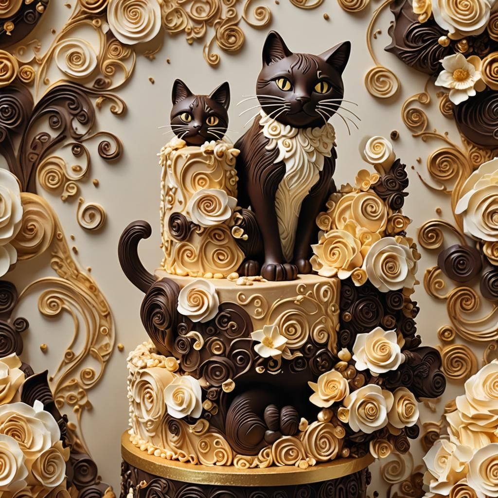 Chocolate and Hazelnut Cat Cakes in Fantasy Style