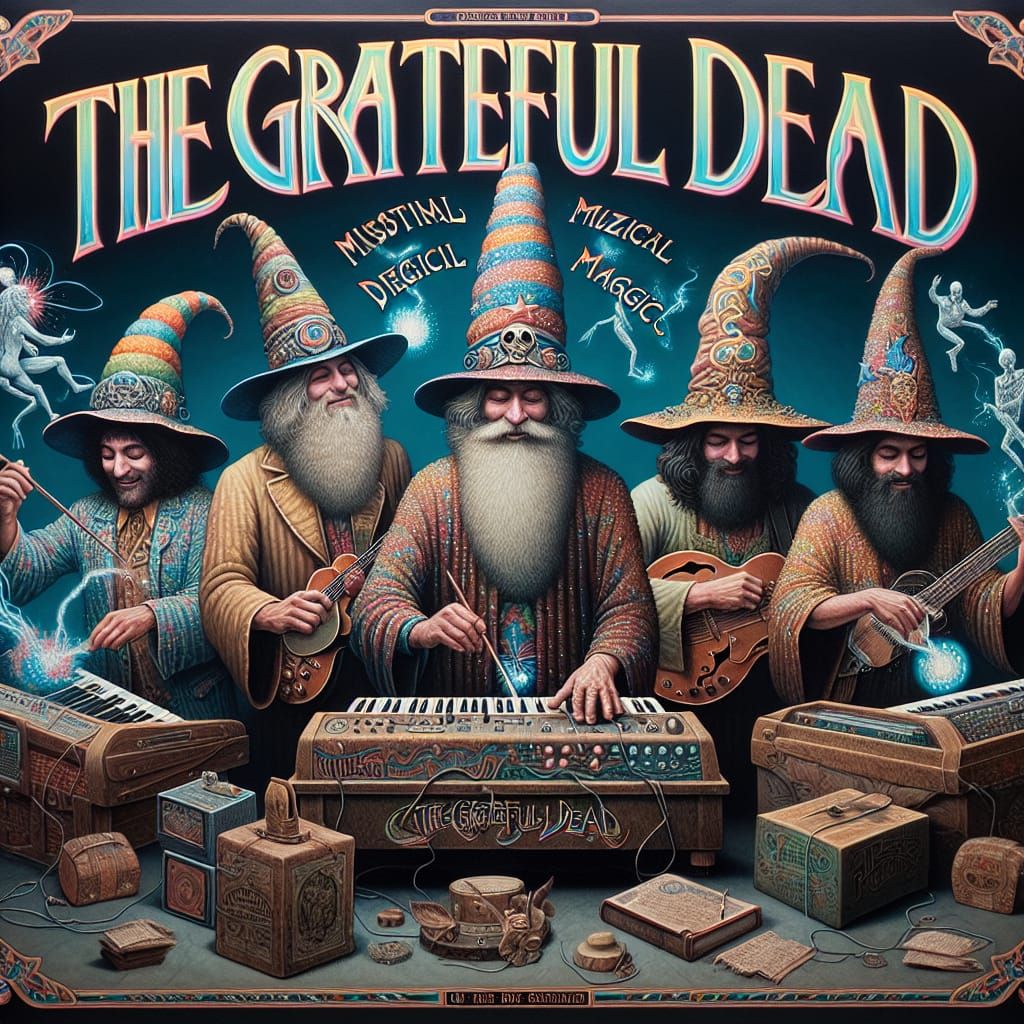 Grateful Dead Album Cover with Wizards in Digital Art