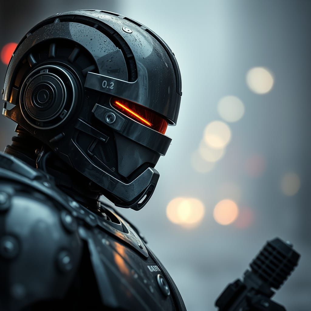 Robocop in Hyperrealistic Cyberpunk Style