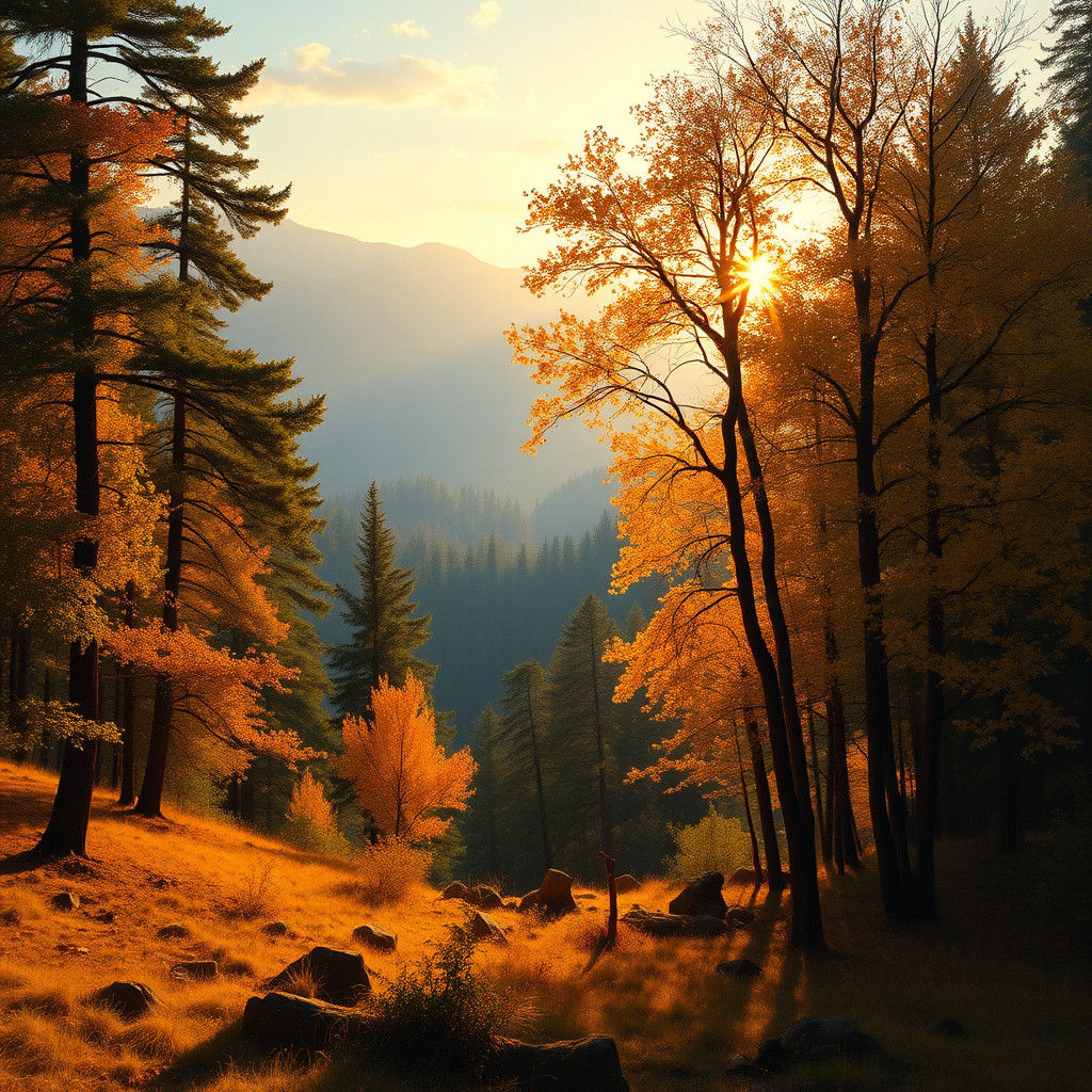 Autumn Valley Dawn in Romantic Style