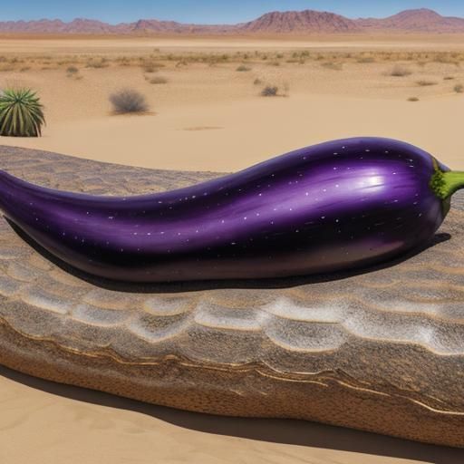 Giant Eggplant Lounging in the Desert