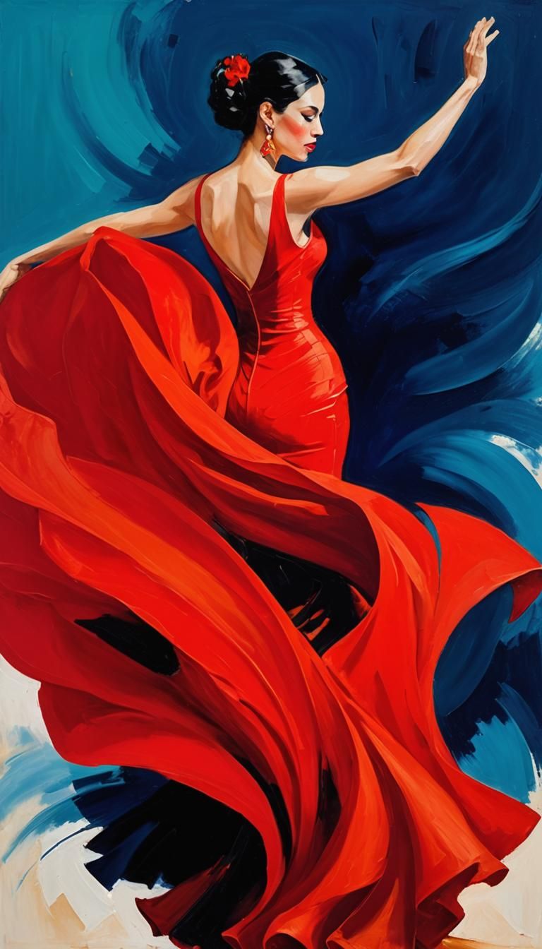 Flamenco Dancer in Expressionist Impasto Portrait