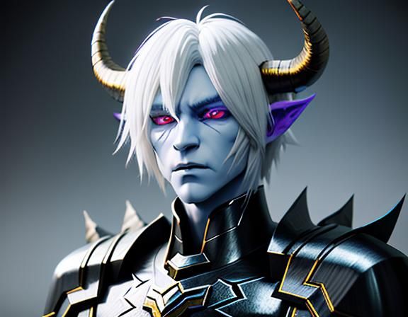 Anime Style Wight Demon with Platinum Hair in 3D