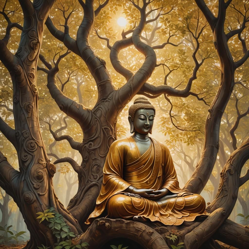 Gautam Buddha Resting in Forest: Buddhist Art