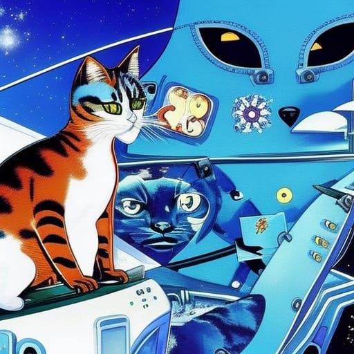 Cute Cat in Dystopian Biopunk Style