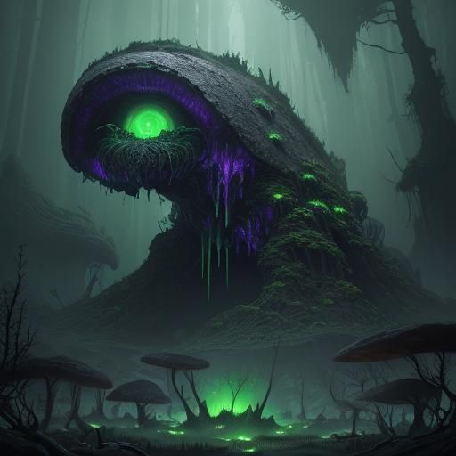 Fungal Leviathan in Dark Fantasy Style