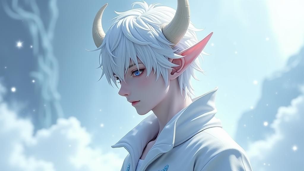 Icy Anime Demon with Platinum Hair in 3D