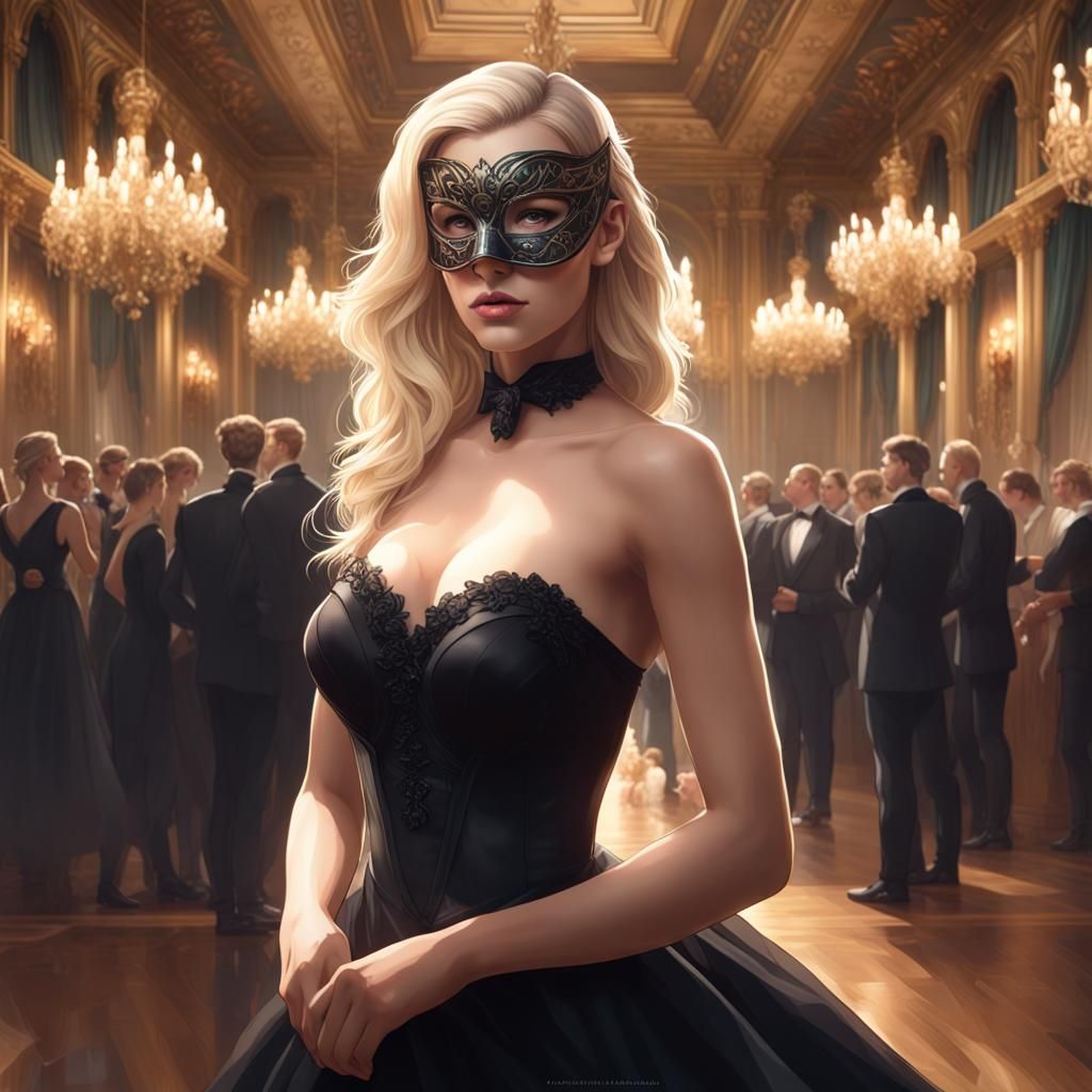 Masquerade Ball Portrait in Digital Art Style