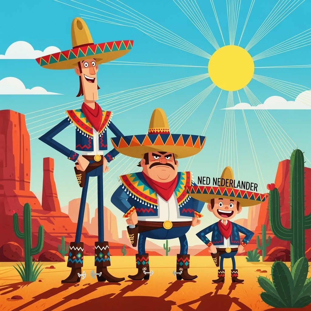 Three Amigos in Flat 2D Animated Style