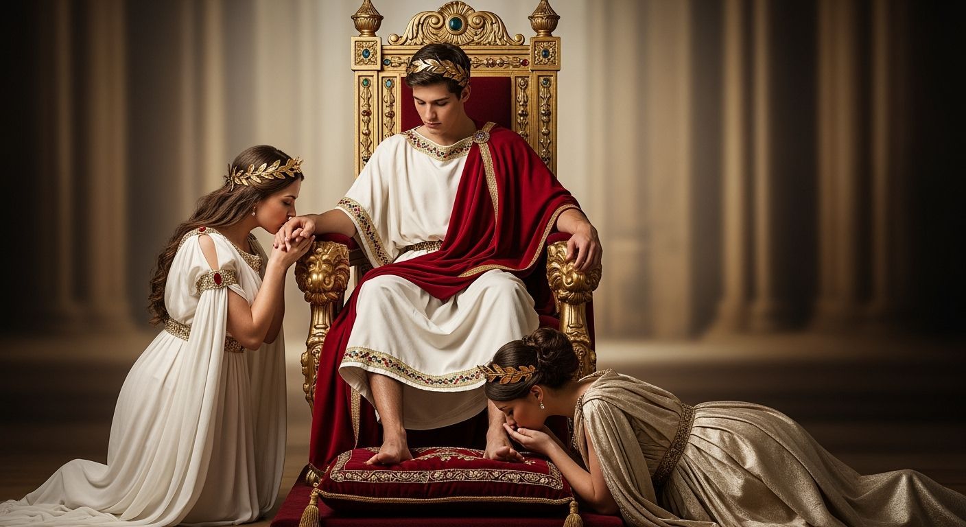 Opulent Roman Emperor on Golden Throne