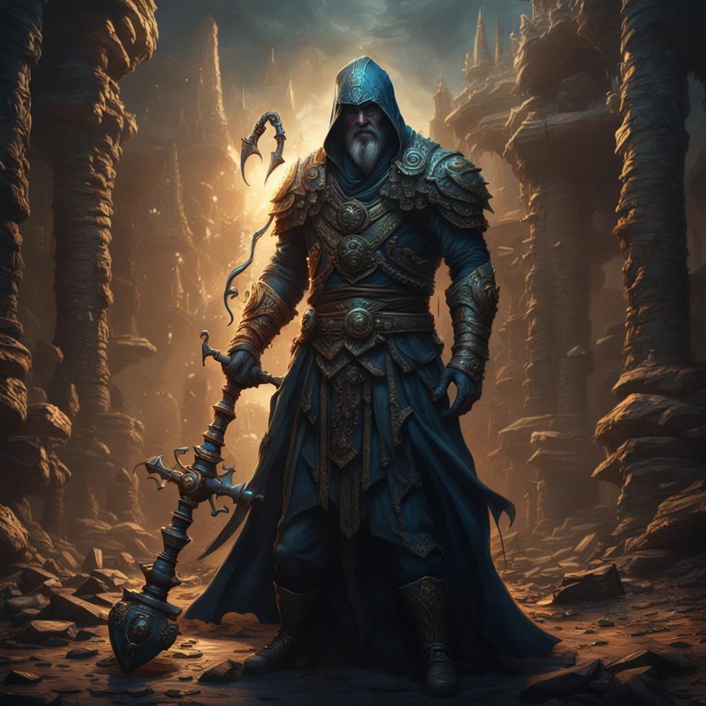 Figure with Scepter in Dark Fantasy Style