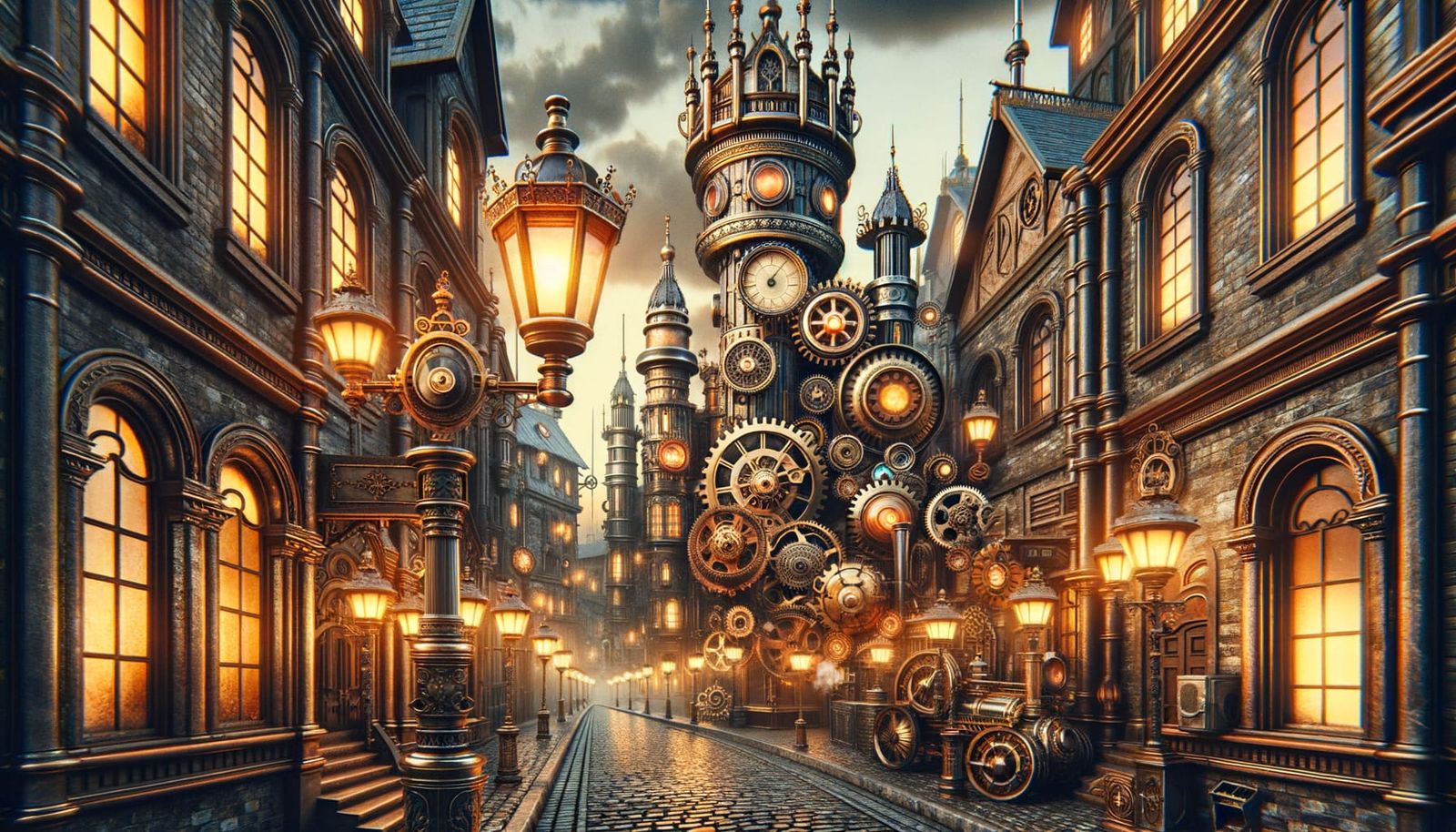 Surreal Steampunk Metropolis Unveiled in Vibrant Detail