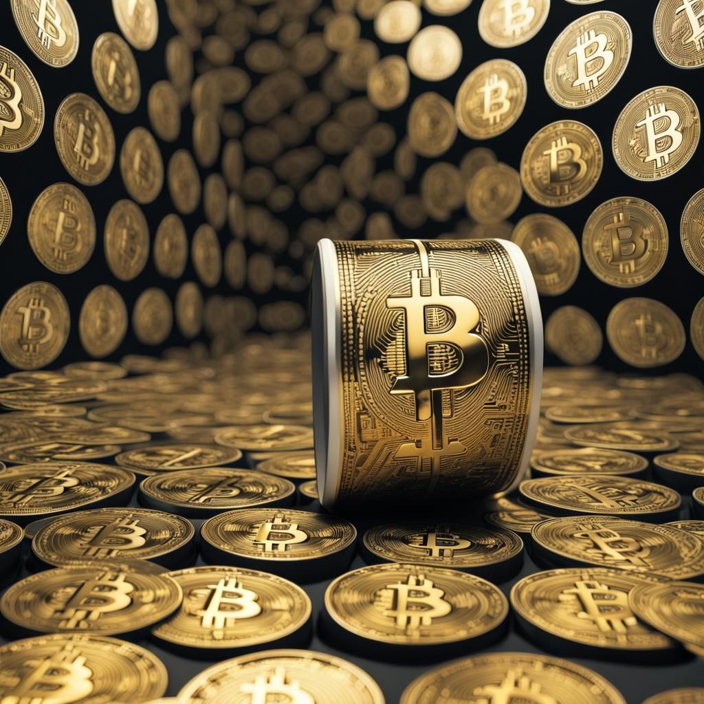 Bitcoin Logos on Stretched Tape in HDR