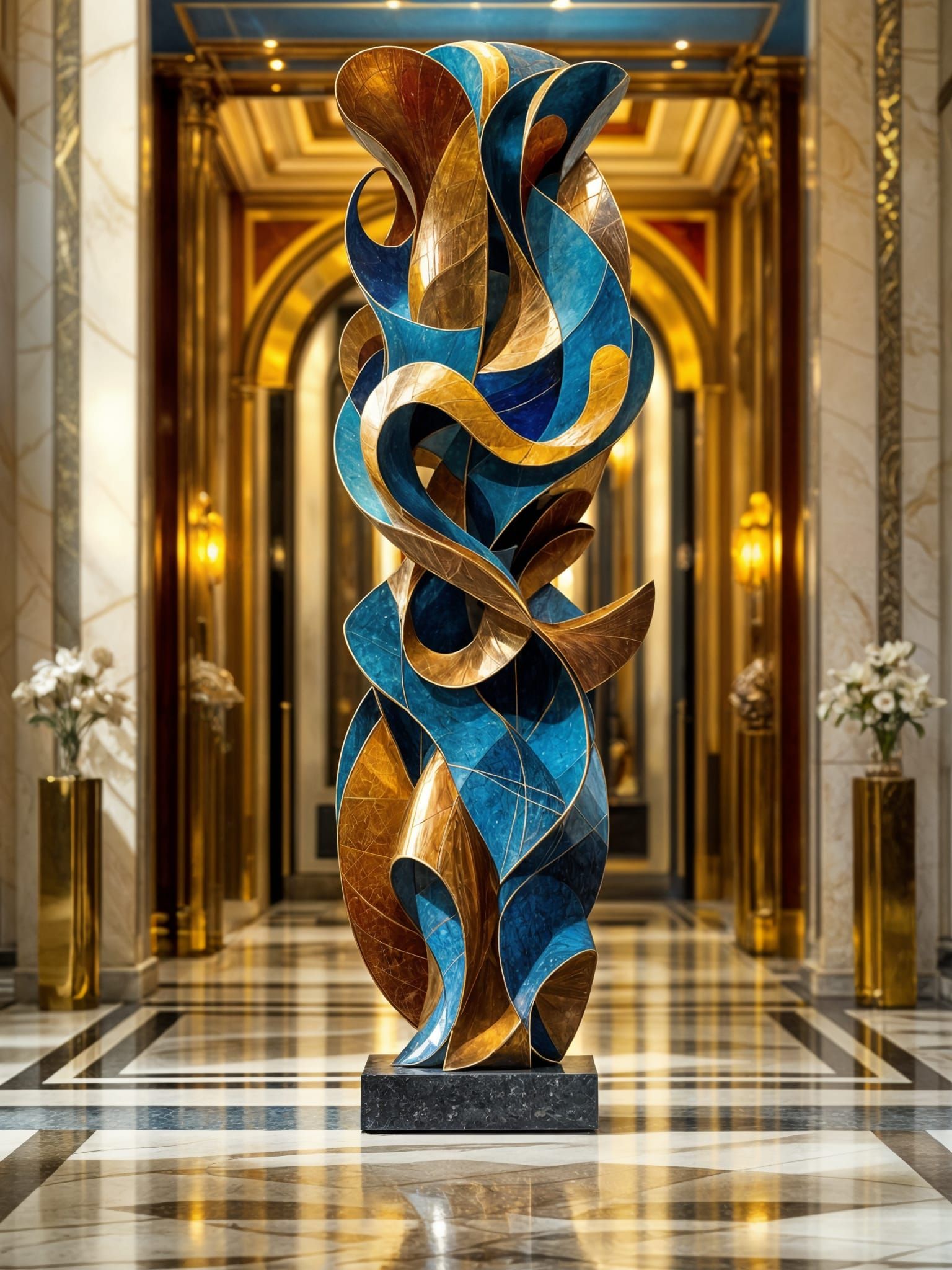 Ethereal Art Deco Sculpture in Museum Setting