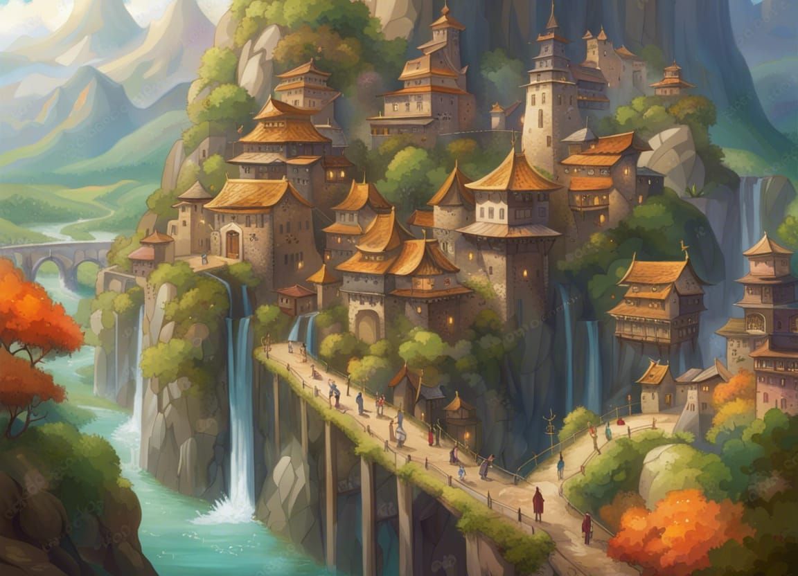 Fantasy City in Studio Ghibli Style