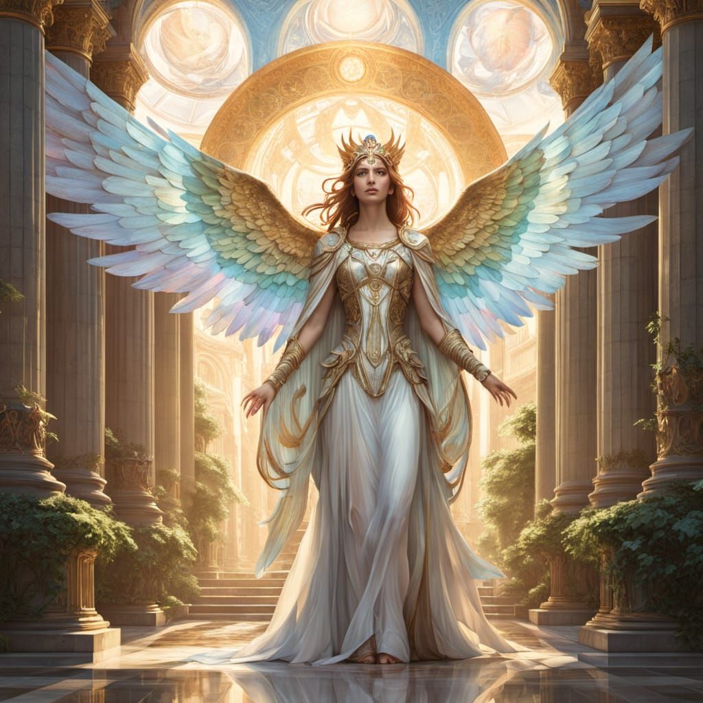 Celestial Queen Angel in Radiant Temple Garden