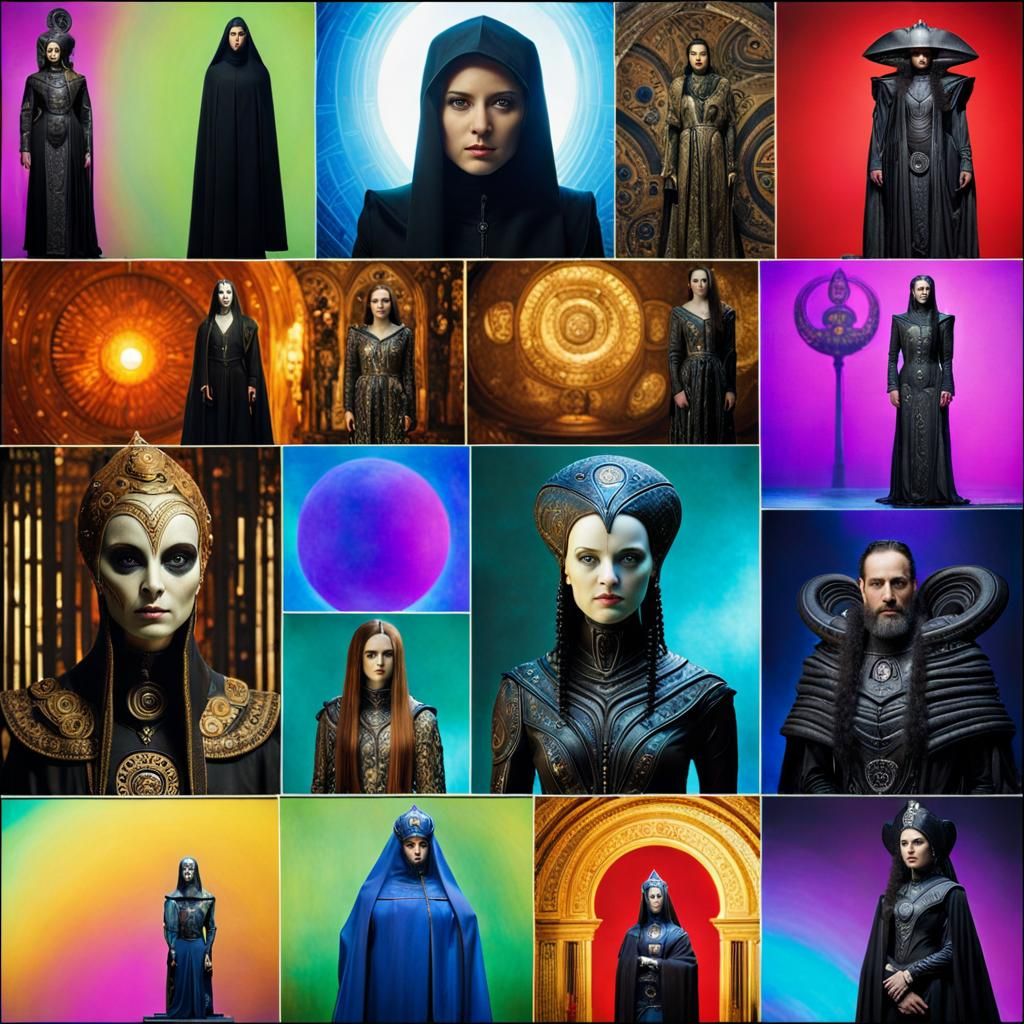 Sci-Fi Alien Family Portrait in Art Nouveau Style