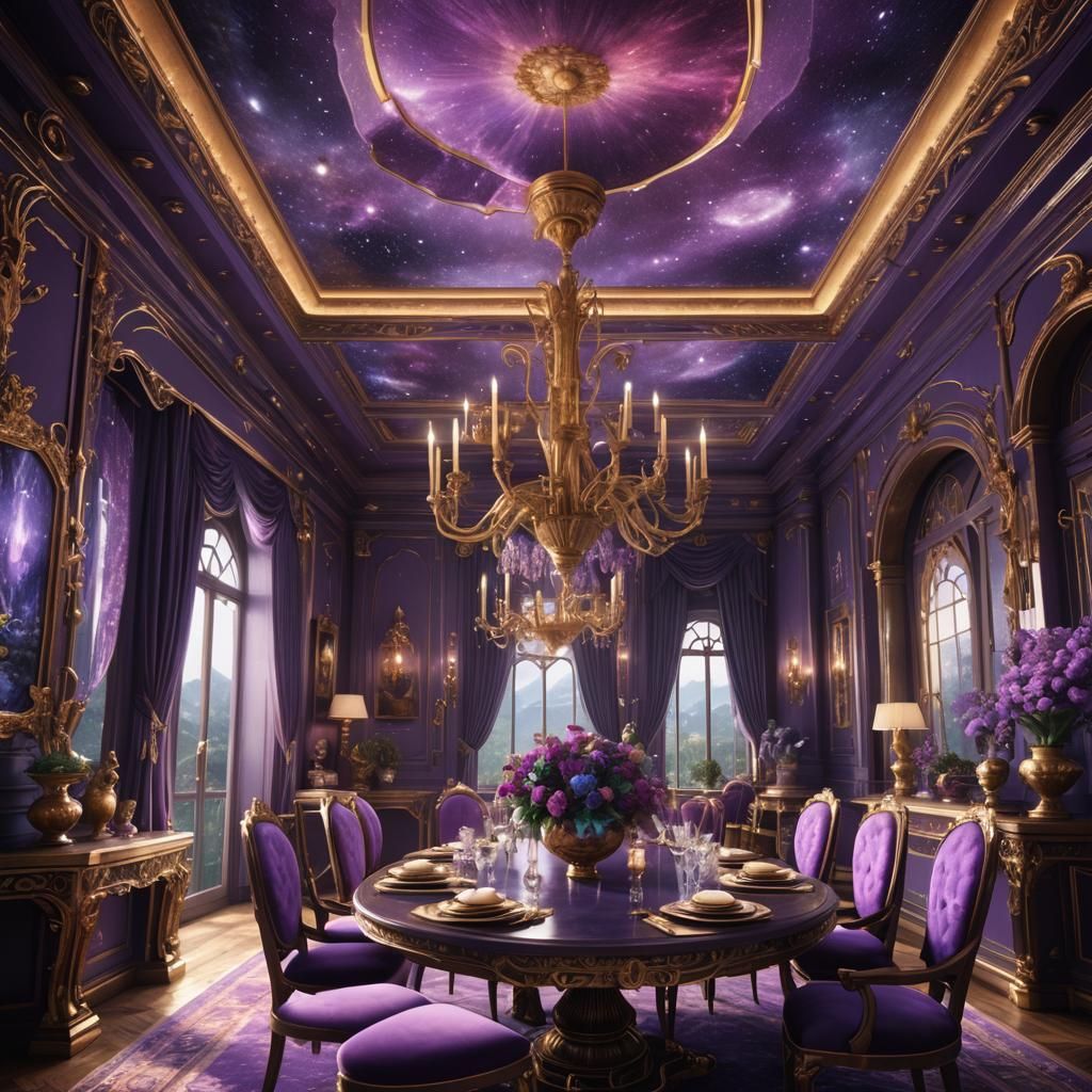Purple Sapphire Dining Room in Detailed Matte Painting