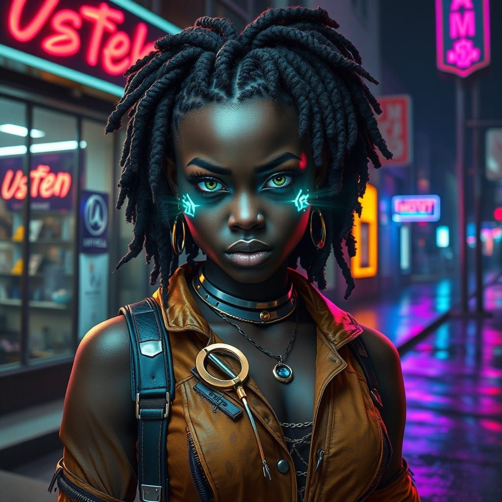 Cyberpunk Goddess of Resilience Unveiled