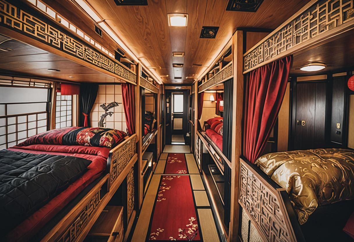 Japanese-themed Luxurious Tour Bus Interior