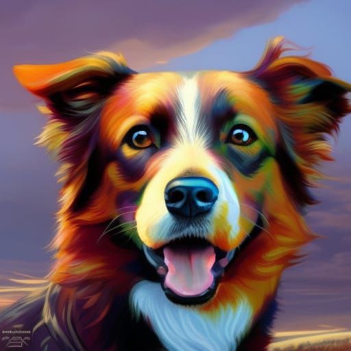 Border Collie Portrait in Fantasy Concept Art Style