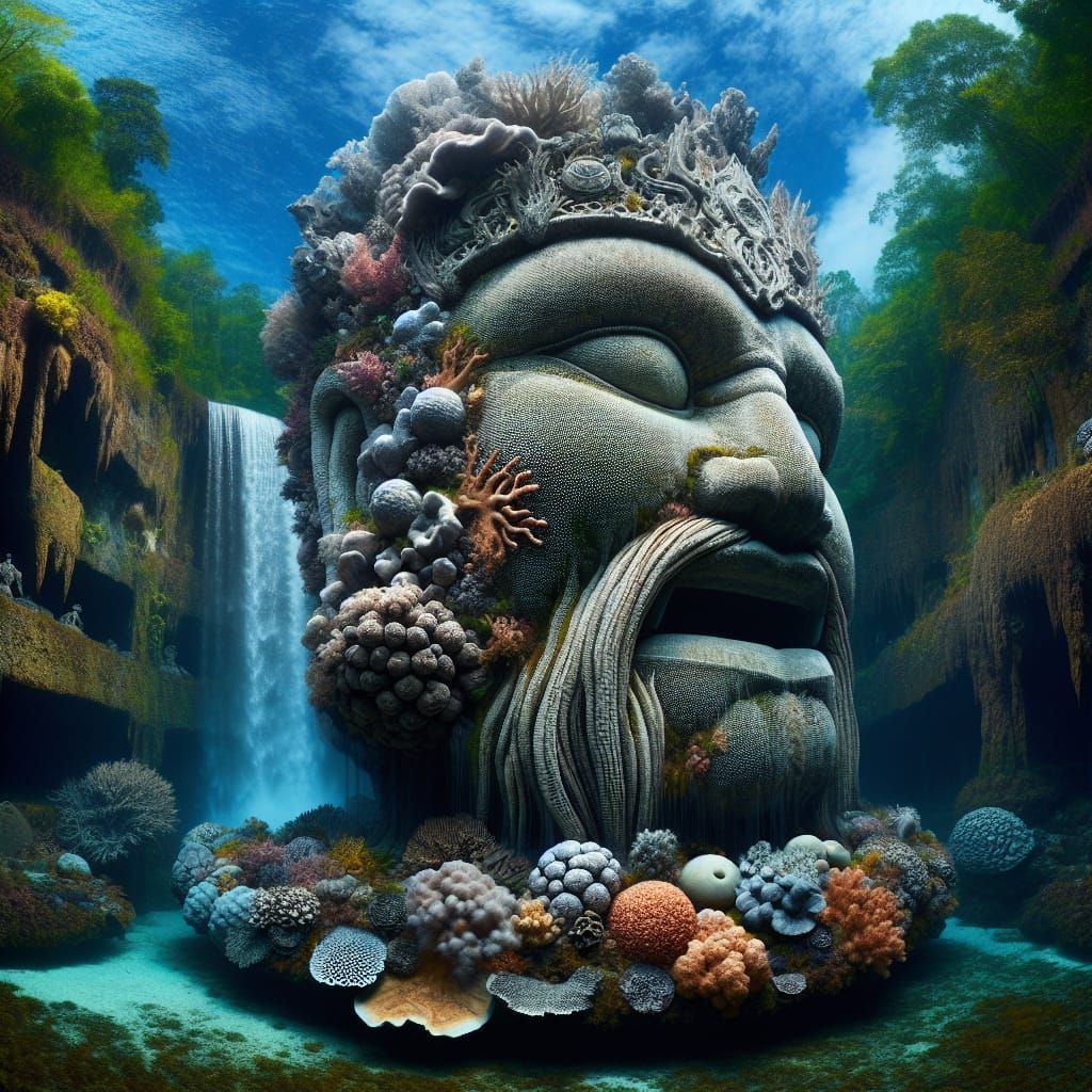Levitating Coral Monster Head: Underwater Waterscape