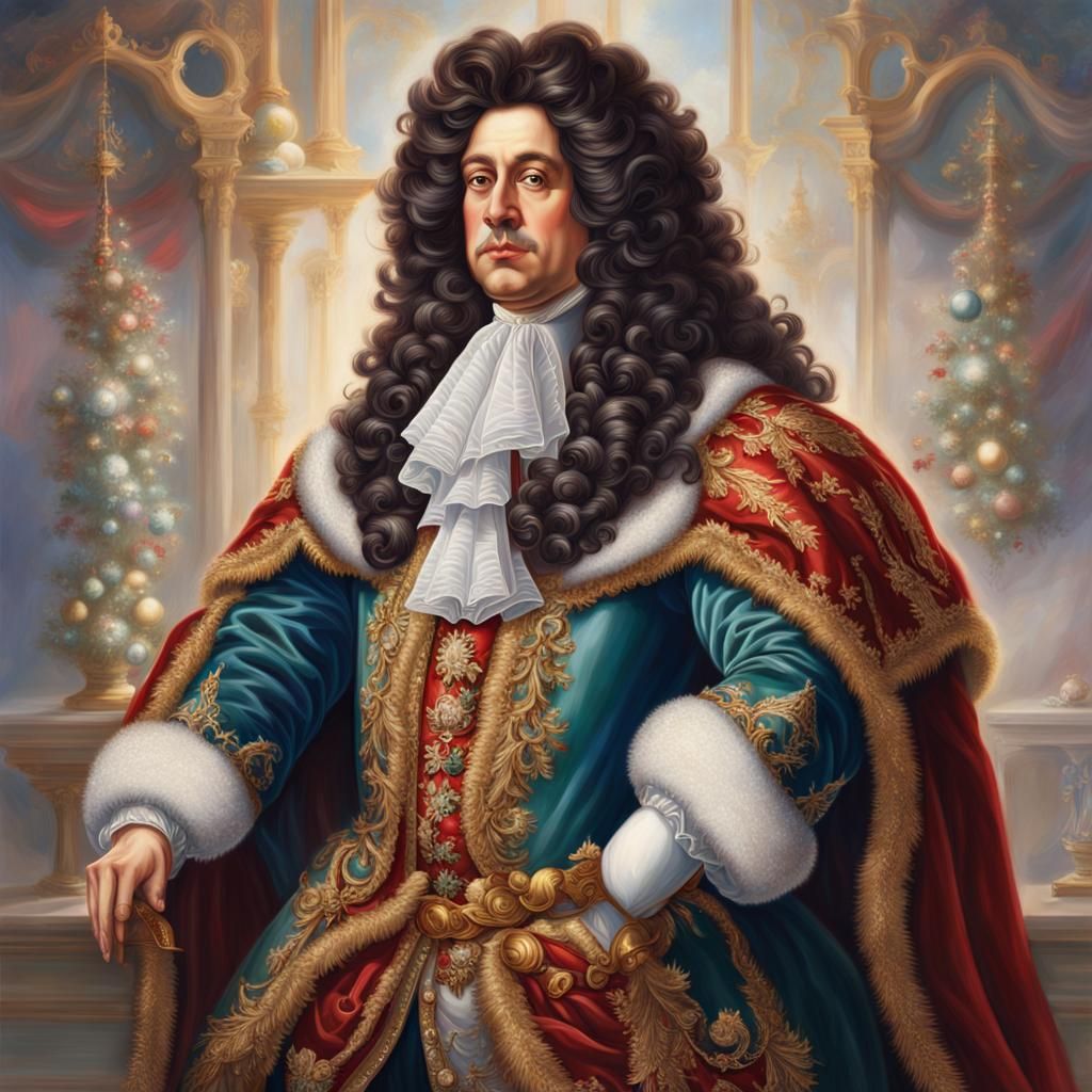 Louis XIV in Regal Christmas Portrait