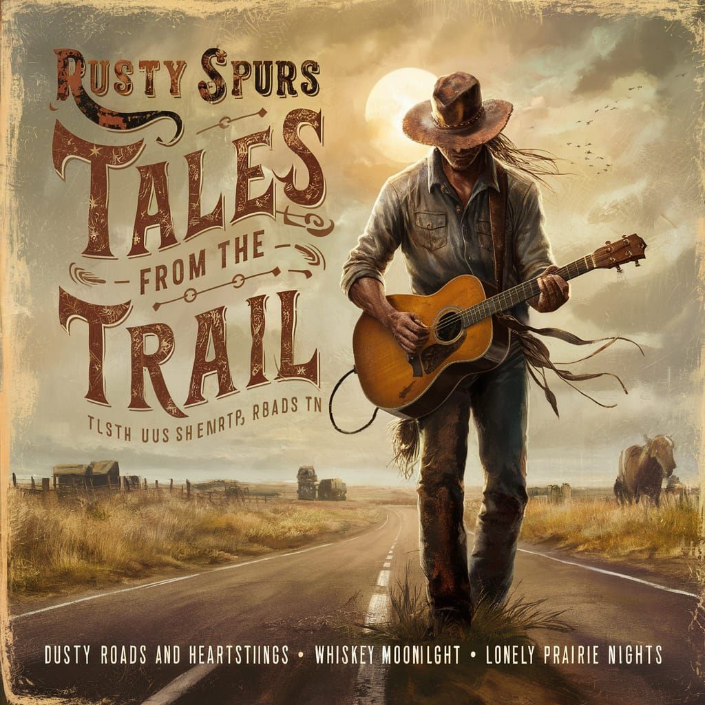 Rustic Album Cover Art: Cowboy on the Trail