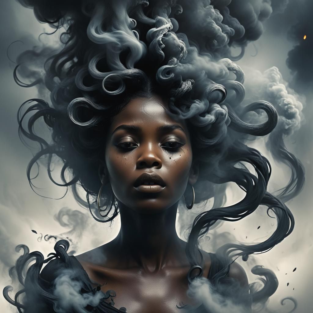 Ethereal Woman Surrounded by Dark Spirits