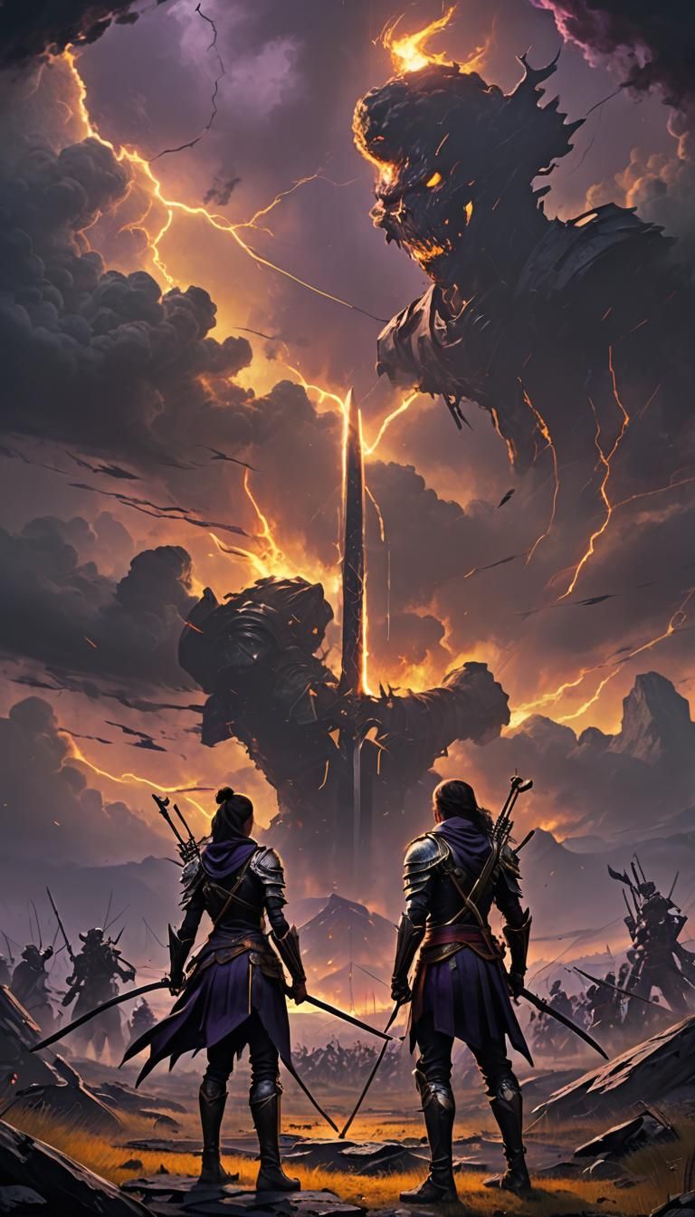 Lovers on Battlefield: Dark Fantasy Concept Art