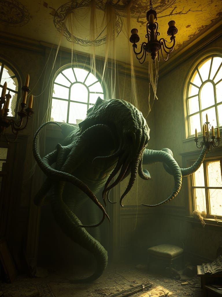 Cthulhu Haunts a Dilapidated House in Biomechanical Horror S...