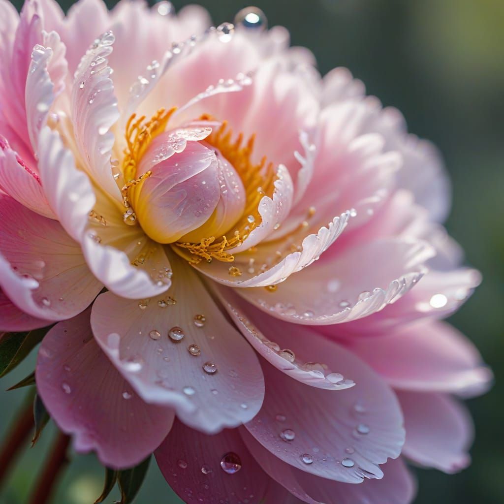 Macro Dew Drop on Peony Petal Photography