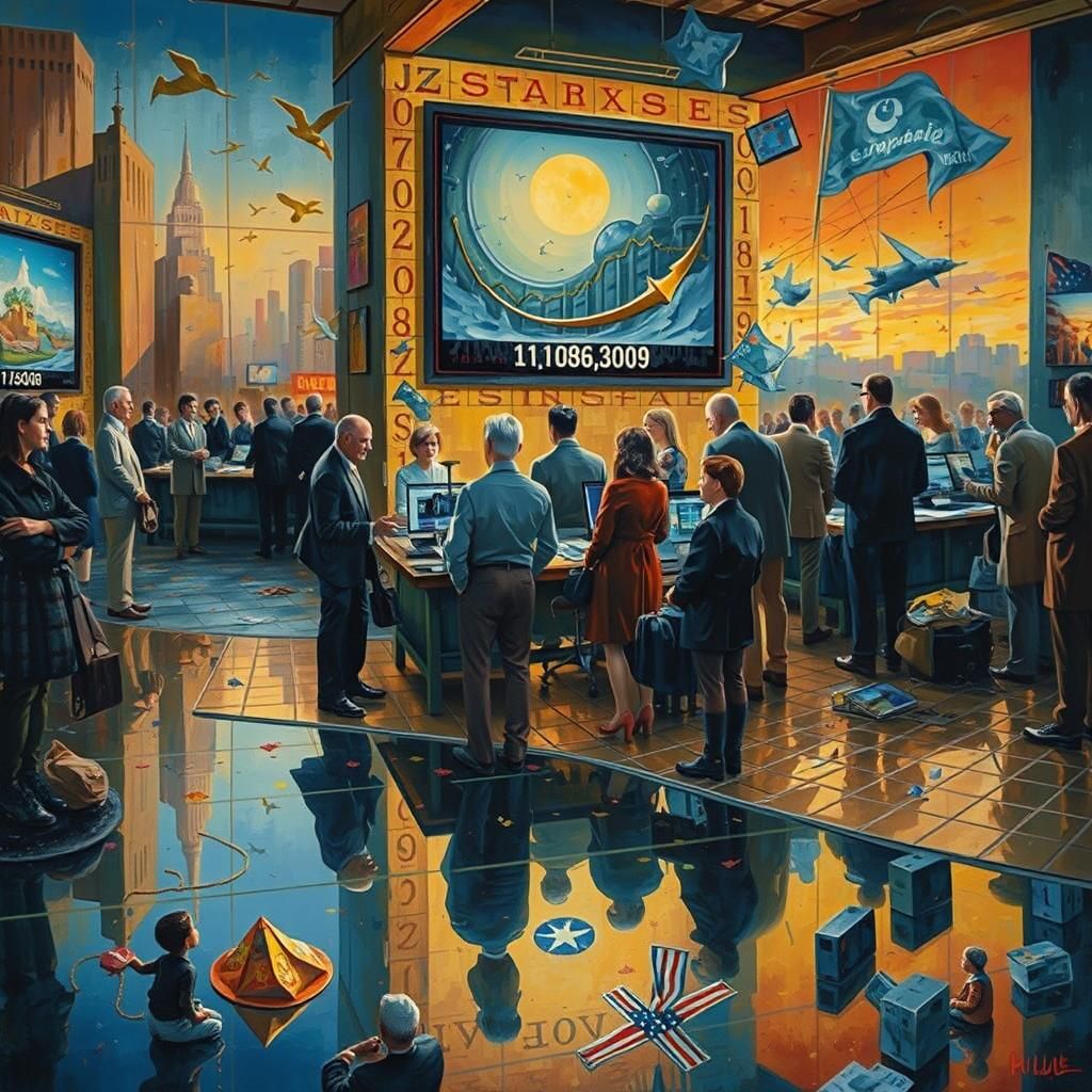 Stock Market Frenzy in Expressionist Style