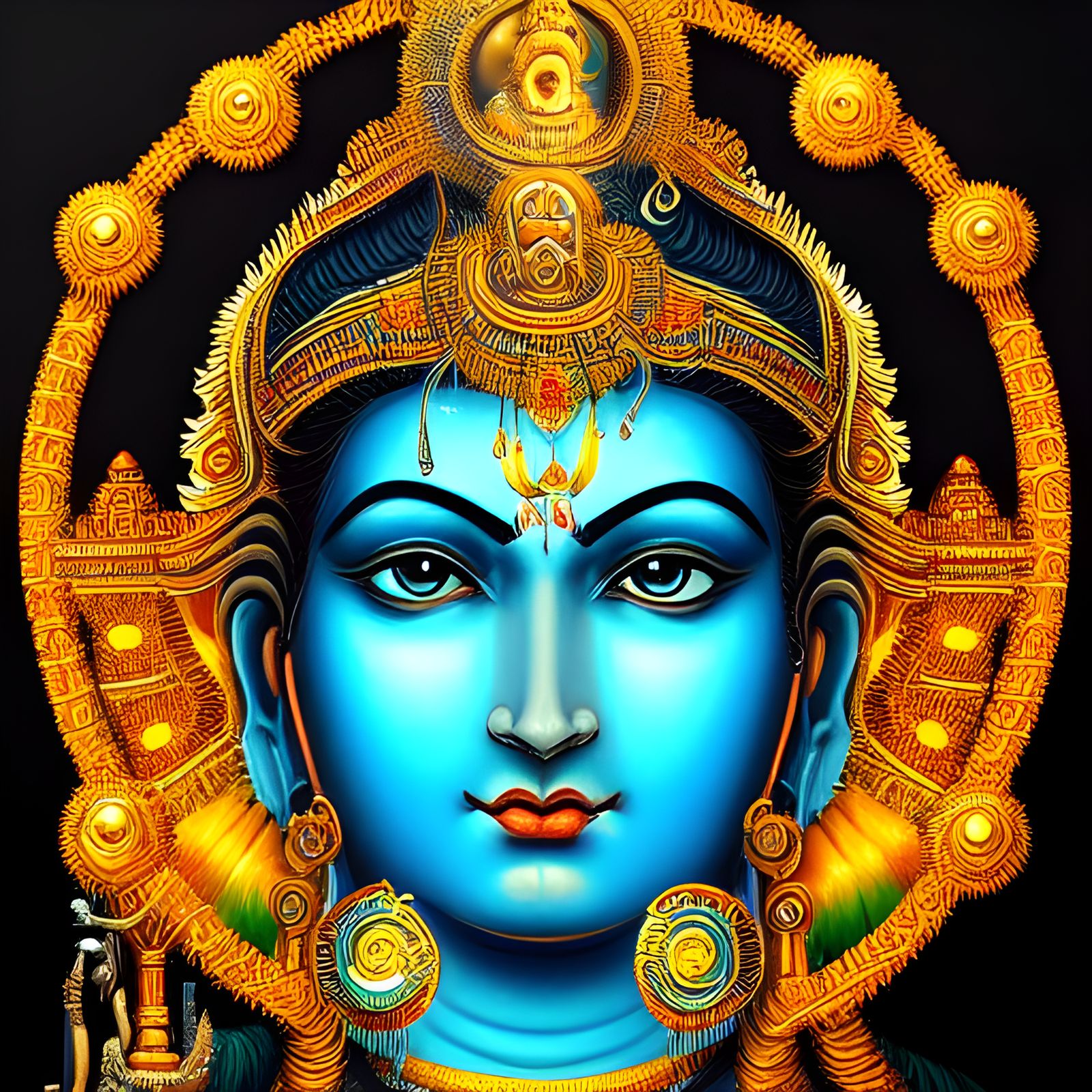 Cybertronic Shiva Statue in Hindu Temple