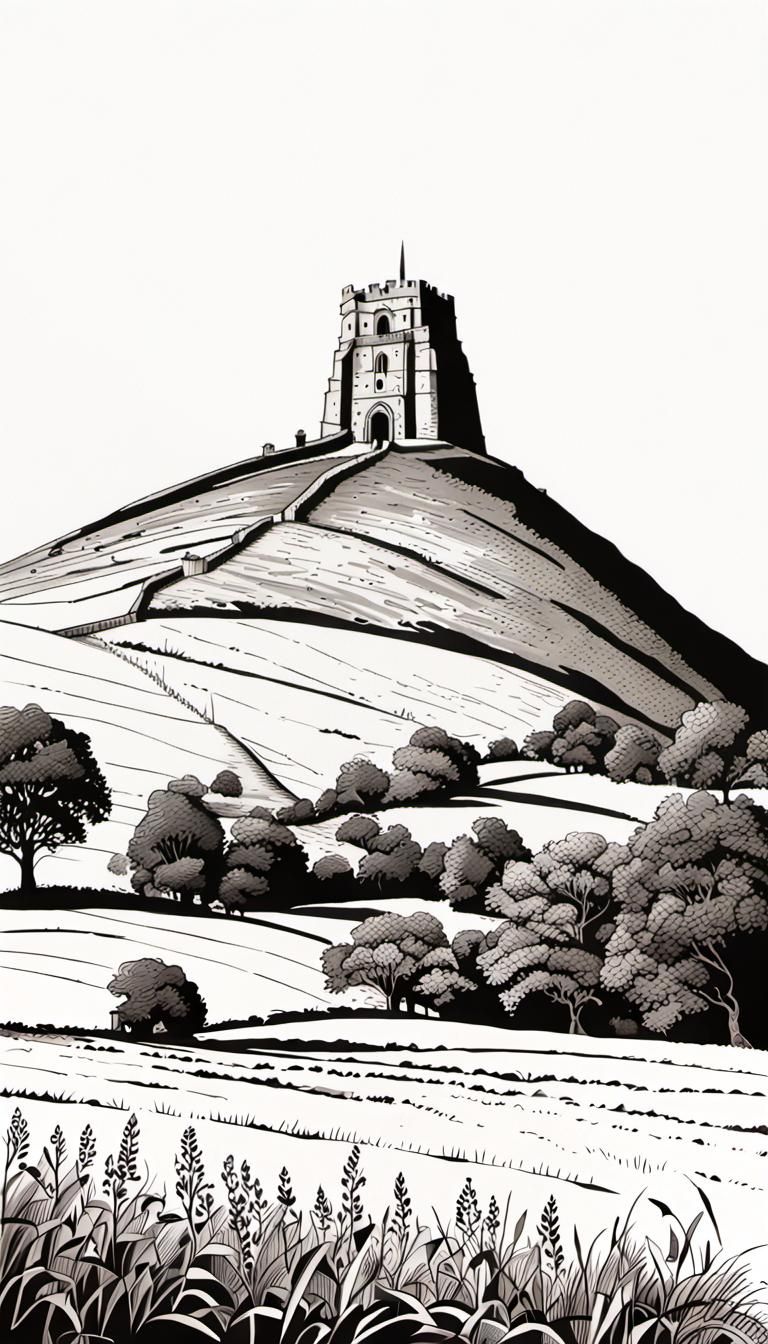 Glastonbury Tor: Pen and Ink Illustration