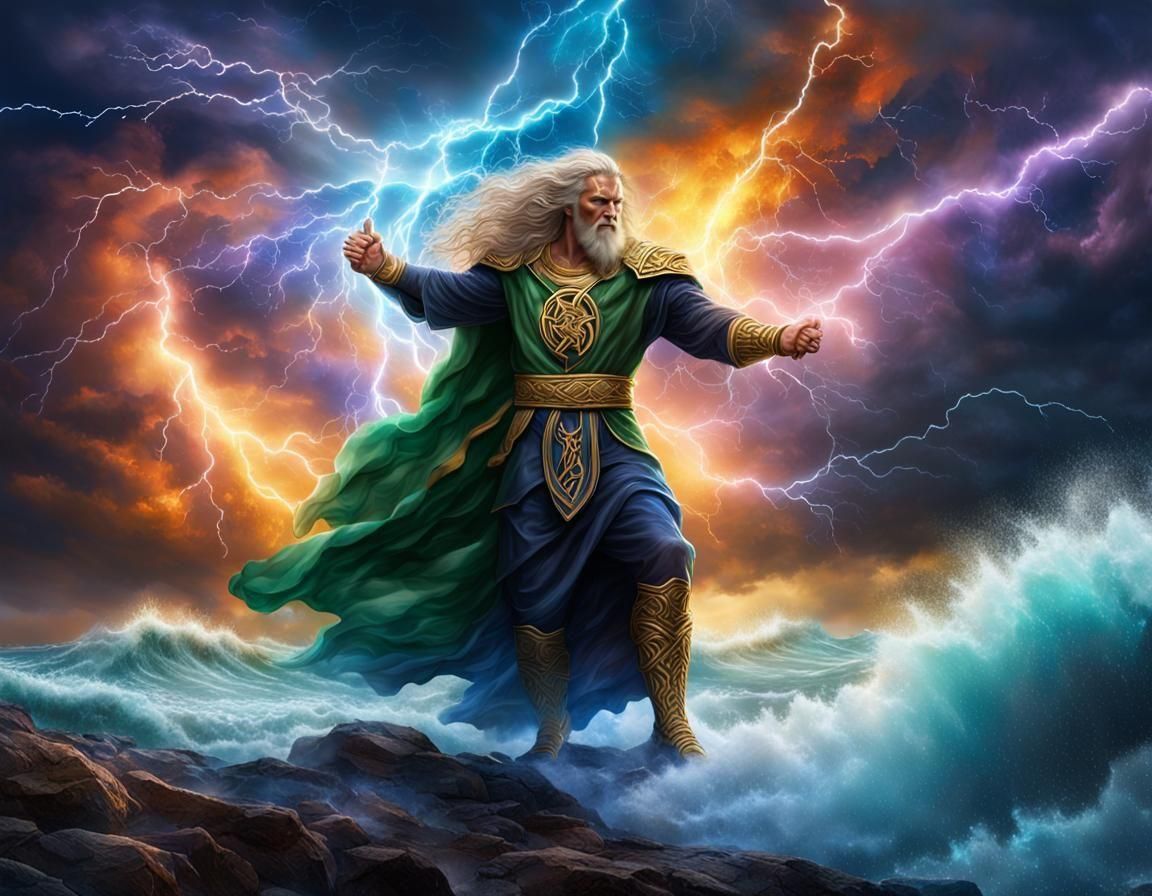 Taranis: Celtic God of Thunder in Celestial Storm