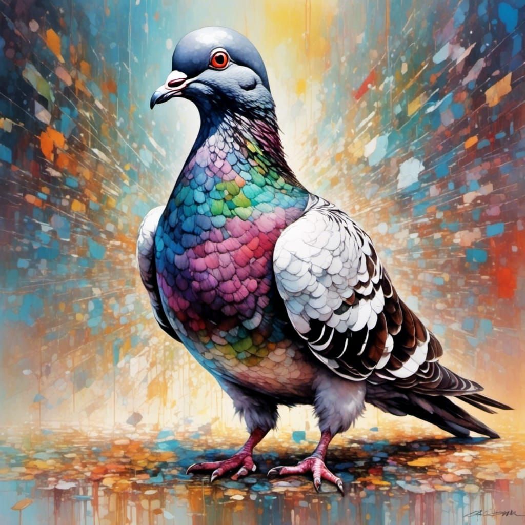 Flapping Pigeon in Flight