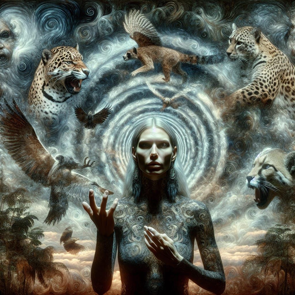 Spiraling Sky: Woman Evokes Jungle Spirits