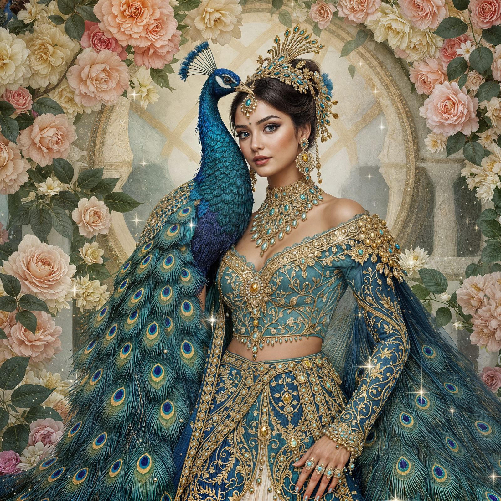 Ethereal Beauty in Blue and Gold Lehenga
