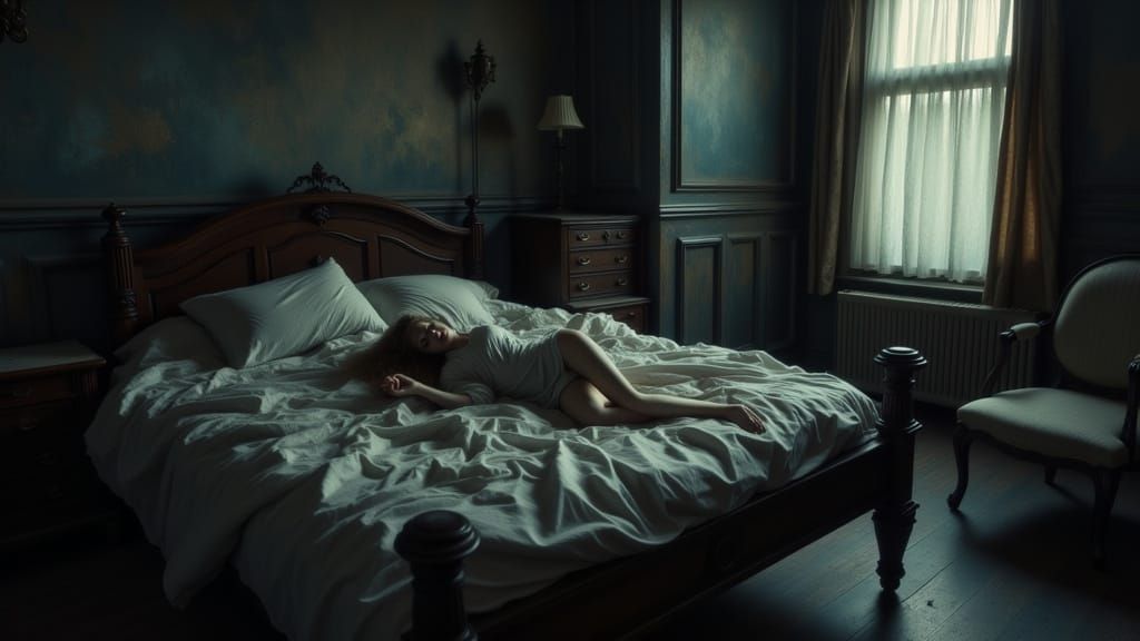 Melancholic Reflection in Empty Bed