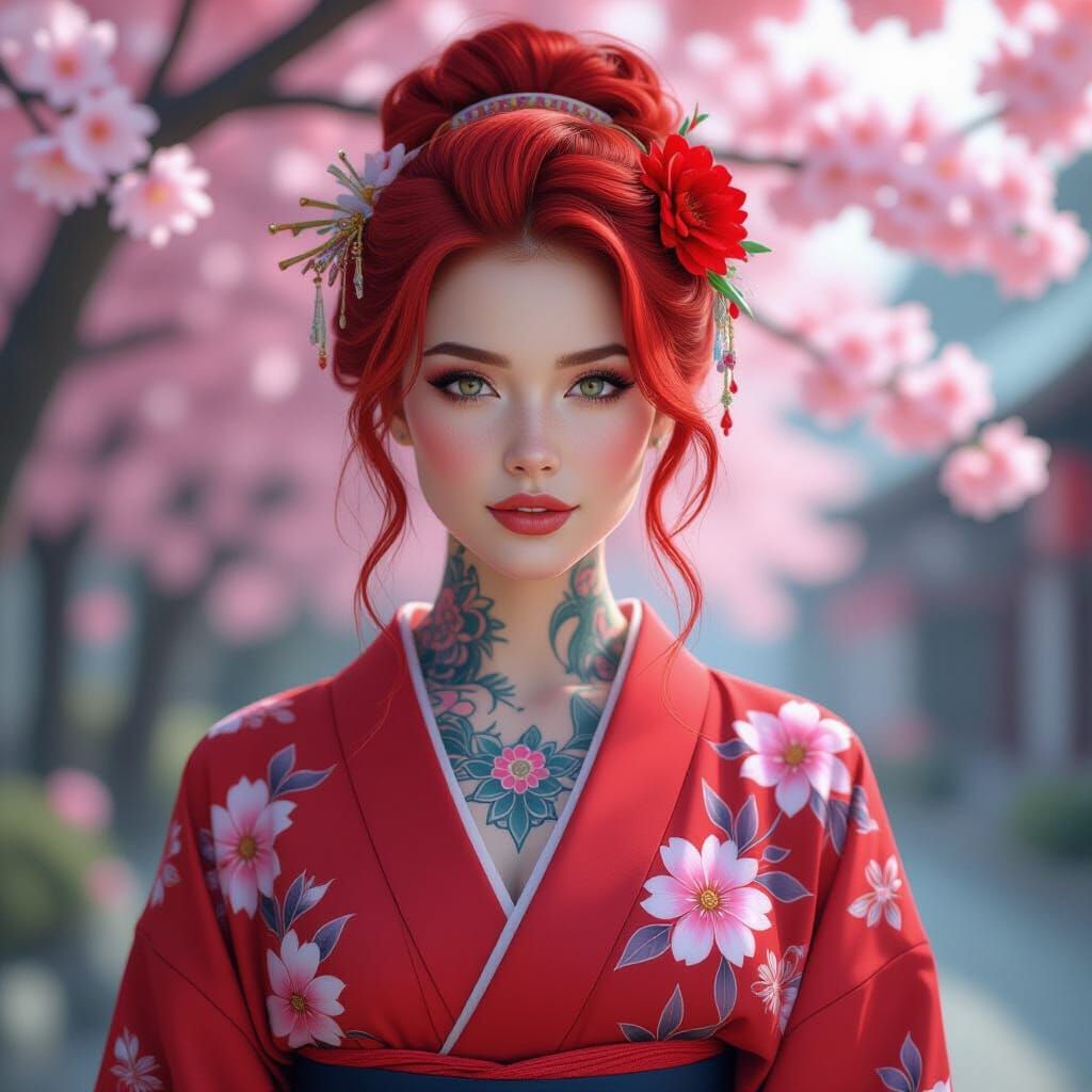 Neon Floral Woman in Hyperdetailed Charcoal Style