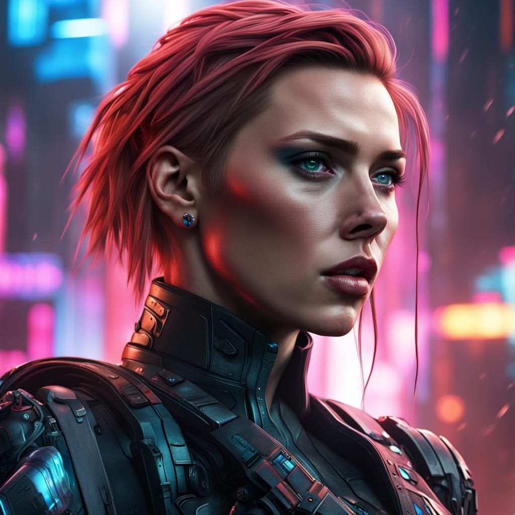 Cyberpunk Character Portrait in Detailed Matte Painting