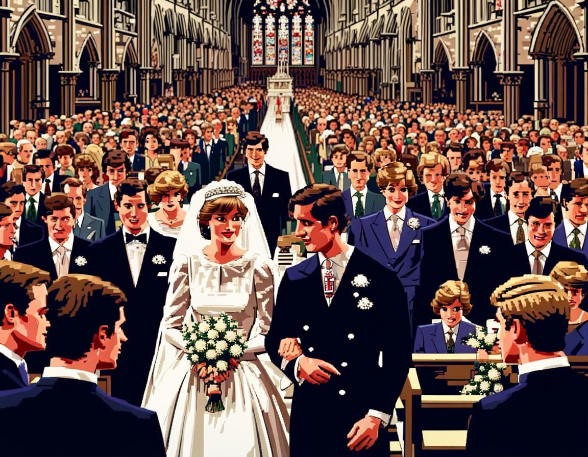 Prince Charles and Diana's Wedding as Pixel Art