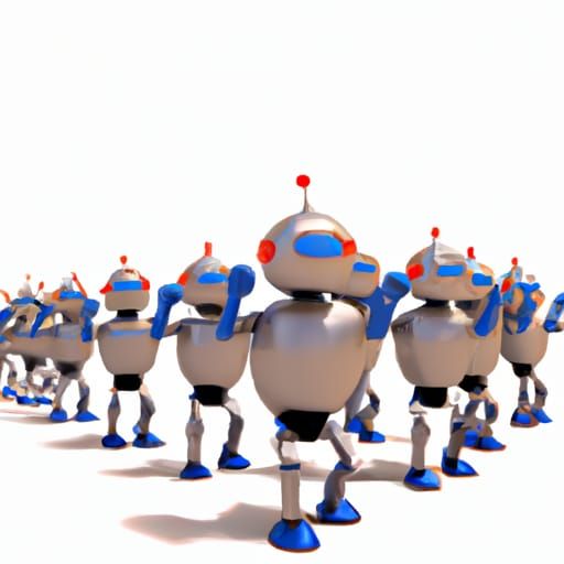 Charming Robot Parade in Retro-Futuristic Style