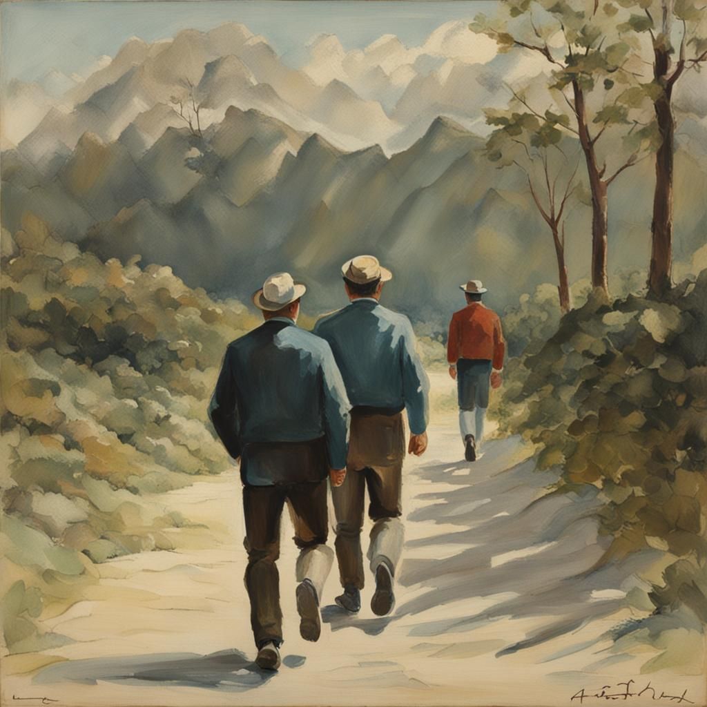 Two Men Walking Together
