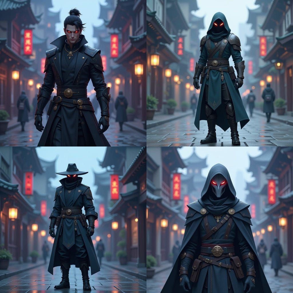 Creepy D&D Character in Anime-Inspired City