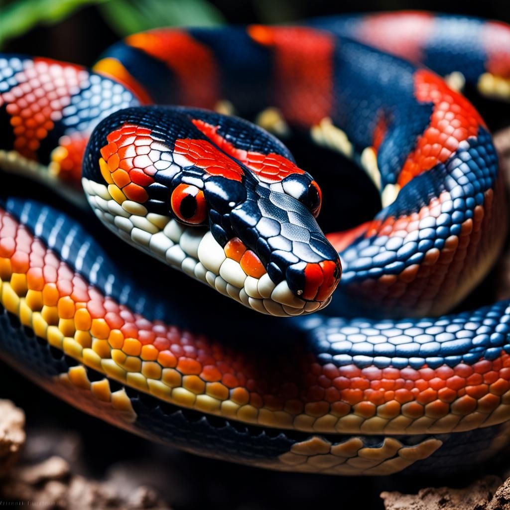 Blue Coral Snake Head in Wildlife Photography Style