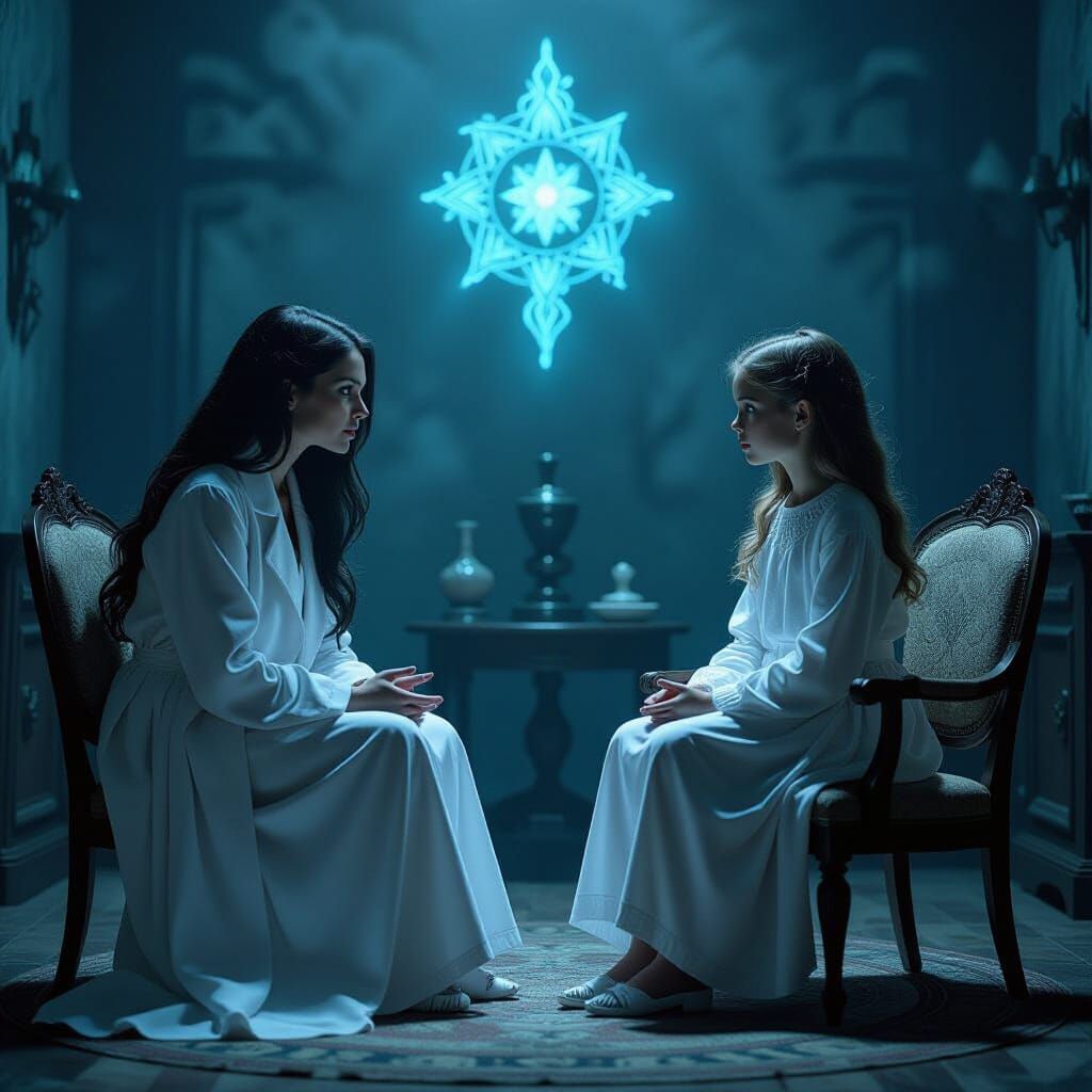 Clairvoyant Therapist's Mystical Battle: Digital Art